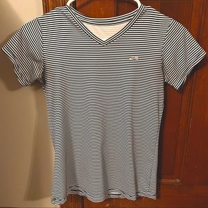 Striped white and black champion athletic tee